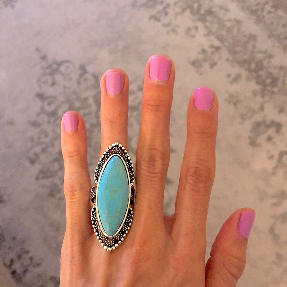 Turquoise Boho Statement Ring - image 3